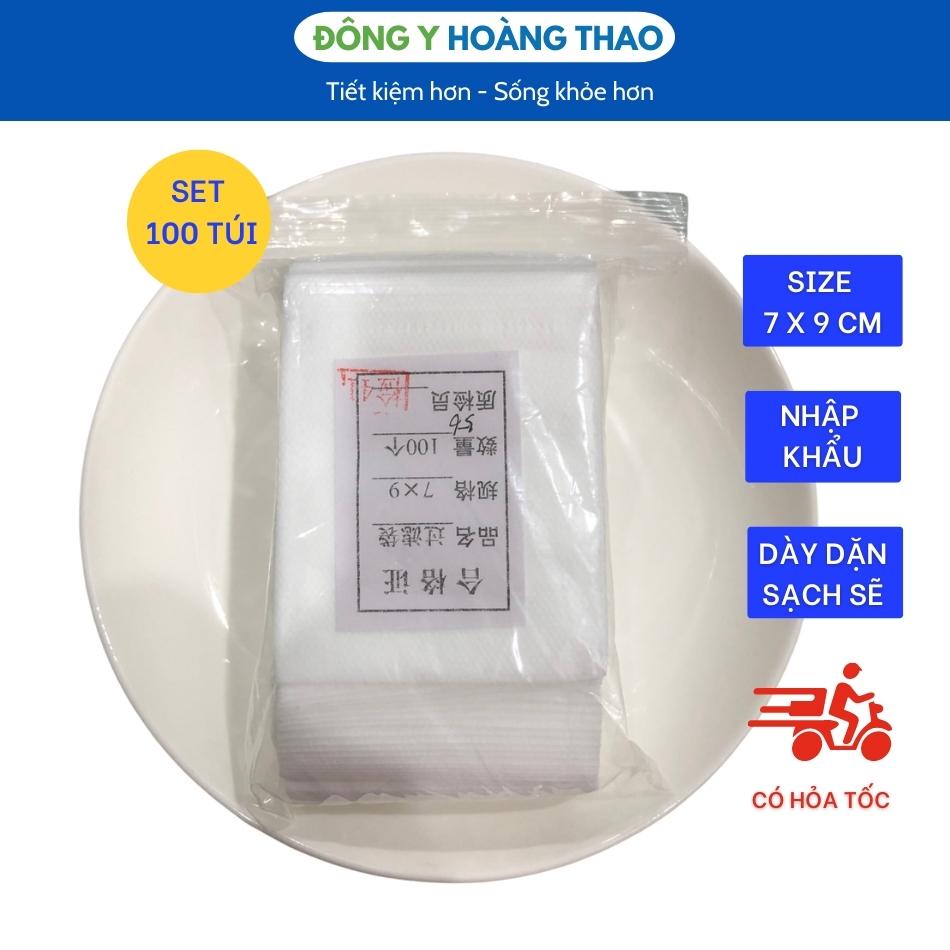 Set 100 túi lọc trà, thảo dược, cà phê LOẠI 1- vải không dệt, có dây rút, chất lượng cao