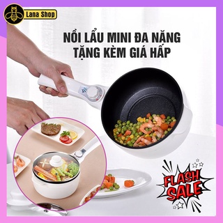 Nồi lẩu mini đa năng, nồi lẩu điện SHANG HOU- TẶNG kèm giá hấp đa năng- Nướng, lẩu, chiên chống dính siêu tốt!