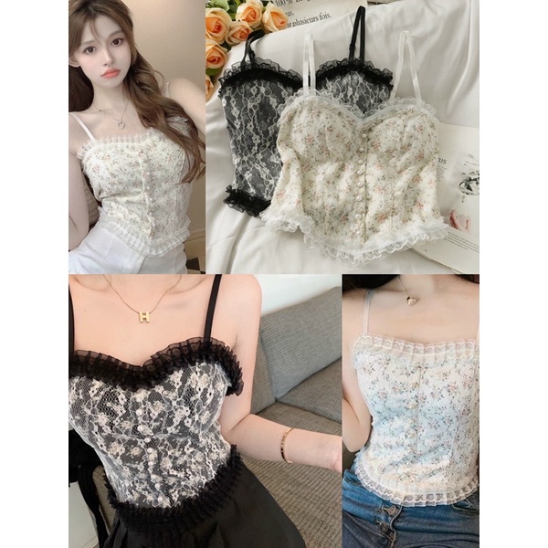 [NEW HO] ÁO BARA REN NÚT NGỌC HAI DÂY THIẾT KẾ QC DIỀN BÁNH BÈO HOẠ TIẾT HOA NHÍ LƯỚI ÔM CAO CẤP , CHIZI SHOP