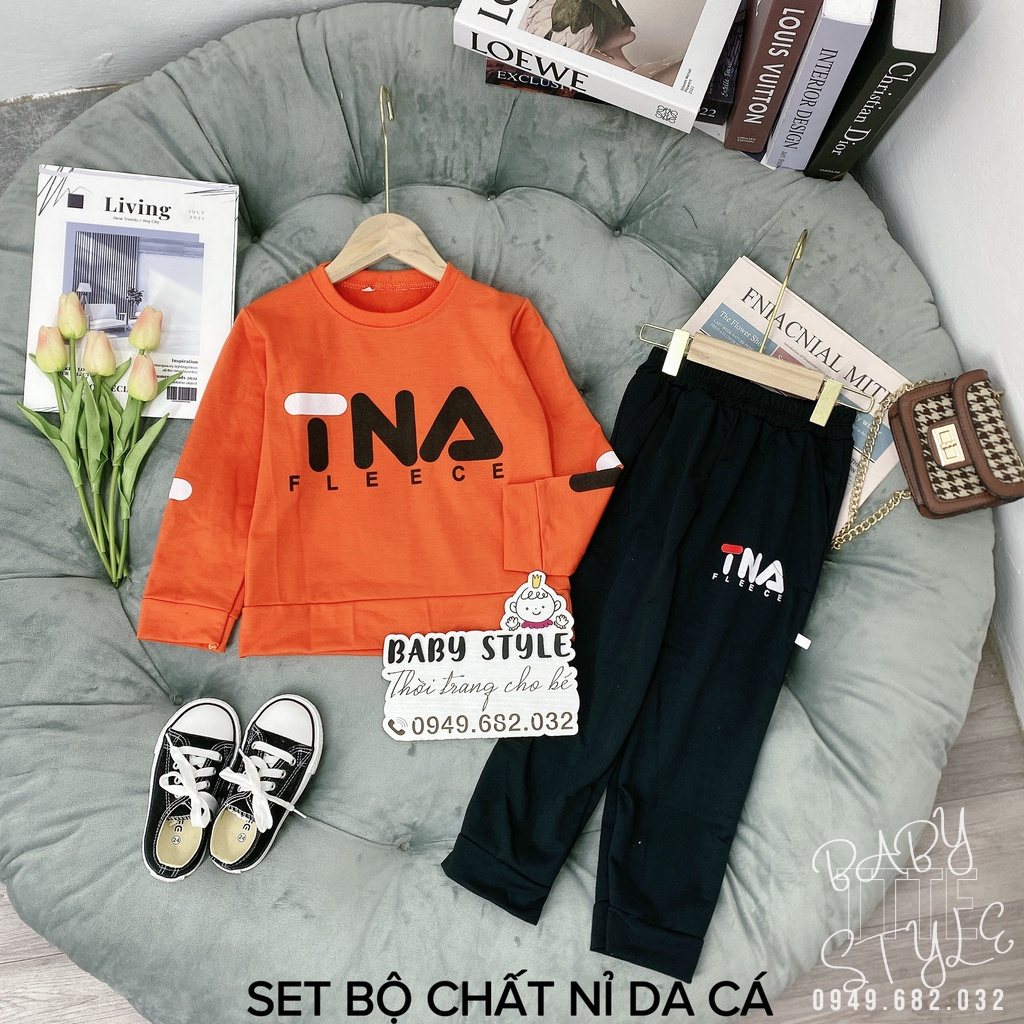 Bộ quần áo thu đông cho bé trai &quot;TNA&quot; 14-45kg. Bộ dài tay ấm áp cho bé trai 4-14 tuổi. Vải nỉ dày dặn. Thoải mái. G51