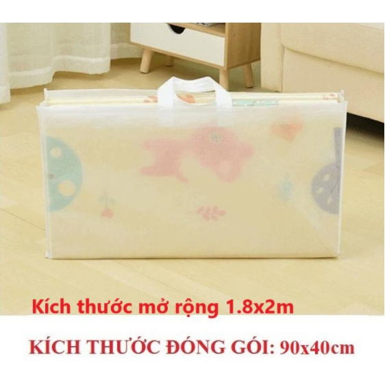 Thảm xốp cho bé gấp gọn, tấm lót trải sàn 2 mặt chống thấm chống trơn hàn quốc phủ silicon