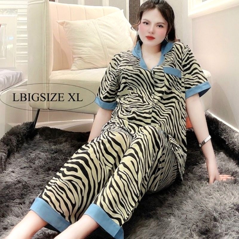 Đồ bộ nữ pijama Phom lớn 52kg - 65kg * Set đồ bộ nữ Bigsize vải lụa mềm, mịn, mát, mặc rộng rãi thoải mái