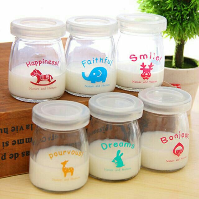 combo 12 cốc sữa chua thủy tinh