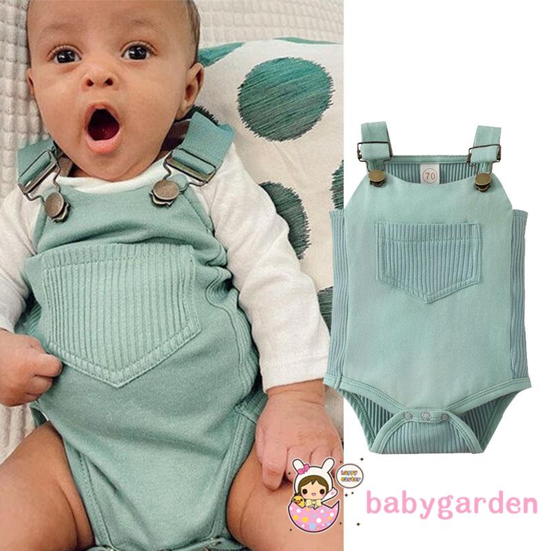 BABYGARDEN-0-18months Unisex Baby Romper, Adjustable Shoulder Straps Sleeveless Patchwork Ribbed Bodysuit Outfit