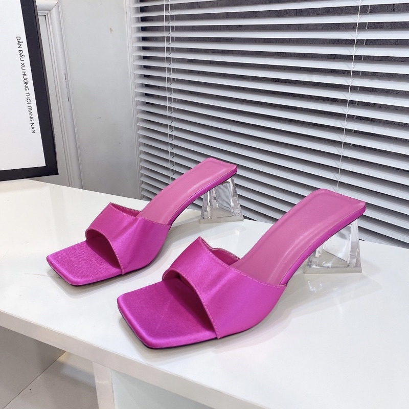 Guốc nữ bản ngang 5p đẹp mê ly gót mica trong xịn xò mẫu này lên chân xinh lắm ạ - Chi Chanh Store
