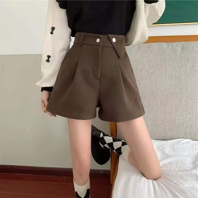 Quần Short Len Lưng Cao Ống Rộng Thời Trang Mùa Thu Dành Cho Nữ