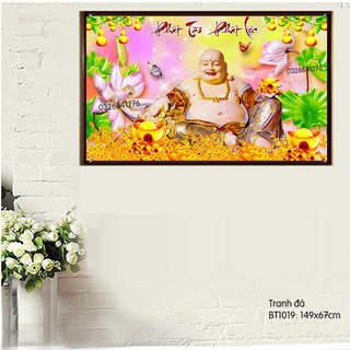 Tranh đính đá phật di lặc kích thước 149x67cm