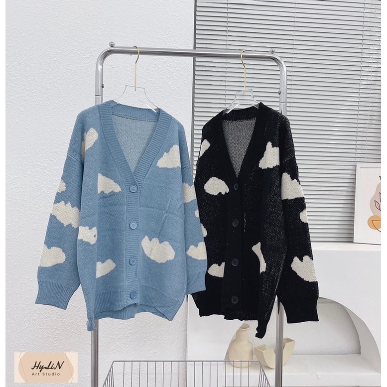 Khoát Cardigan hoạ tiết mây trắng☁️☁️☁️☁️ SẴN