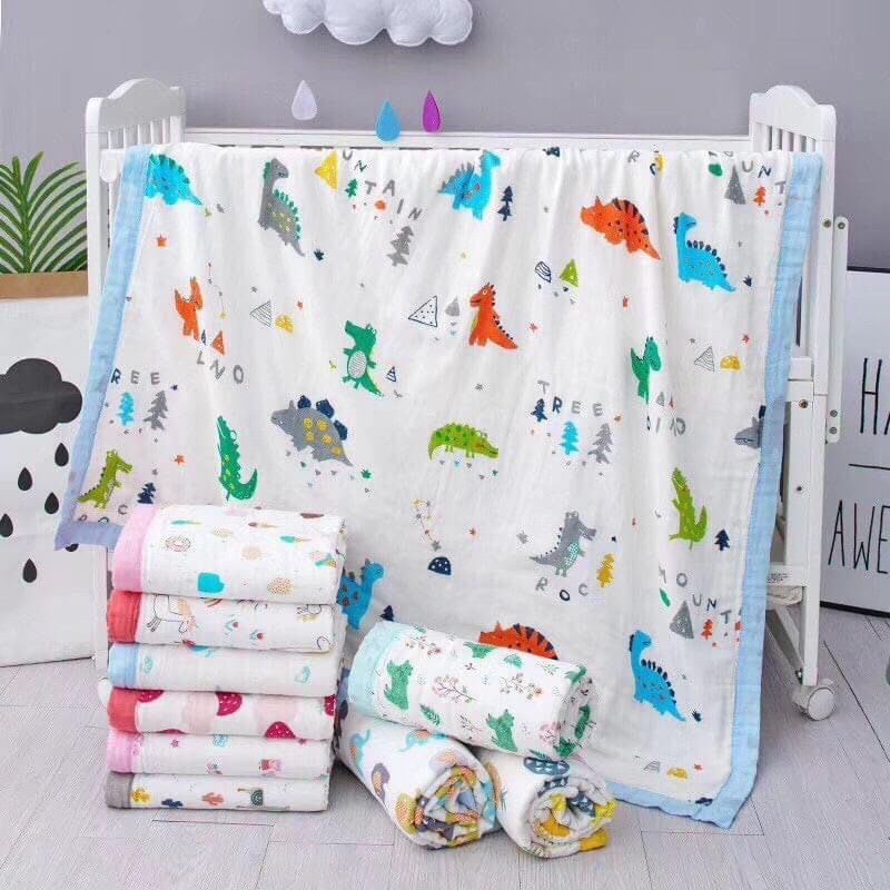 Chăn xô 6 lớp đa năng 2in1 vừa làm khăn tắm vừa làm chăn đắp cho bé sơ sinh - Mền hè thu sợi tre thoáng mát