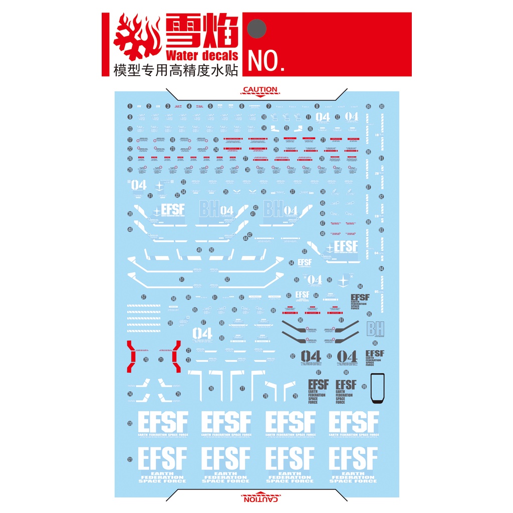 Decal nước dán mô hình MG Thunderbolt 1/100 FA-78 Full Armor - Water sticker