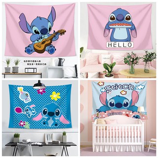 Thảm Treo Tường Trang Trí Phòng Ngủ Hình Stitch Màu Hồng Dễ Thương DIY