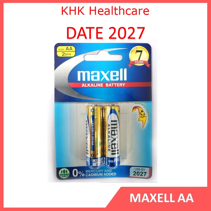 Vỉ 2 pin AA Maxell Alkaline dùng cho máy đo huyết áp bắp tay