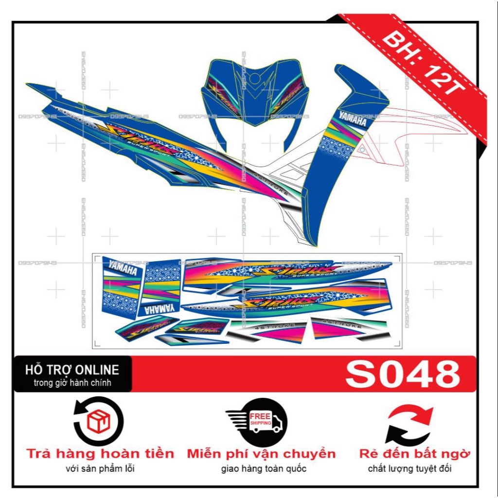 TEM RỜI SIRIUS DÁN XE XANH GP S048 -- SHIN DECAL 2