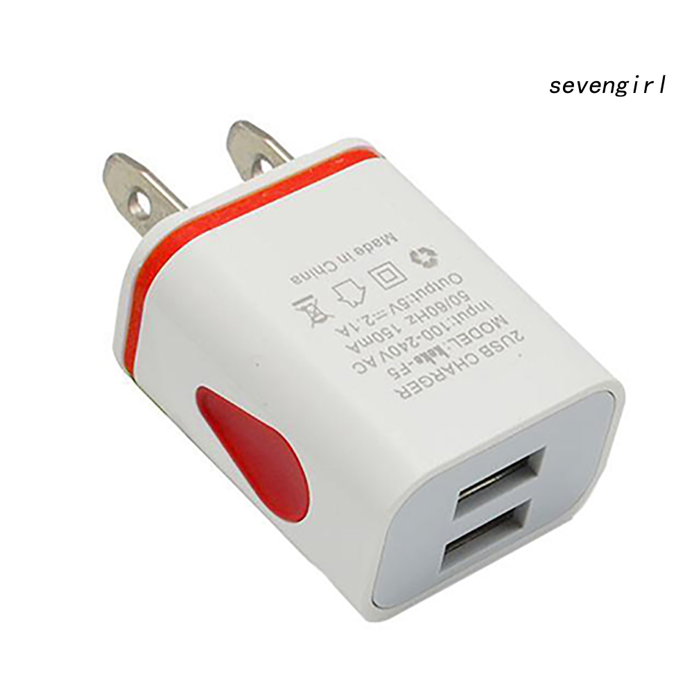 Củ Sạc Đèn Led Hai Cổng Usb 5v 2.1a Us / Eu