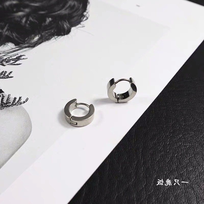 Thick Hoop Earring khuyên tai titan tròn không gỉ không đen không dị ứng cho nam và nữ unisex