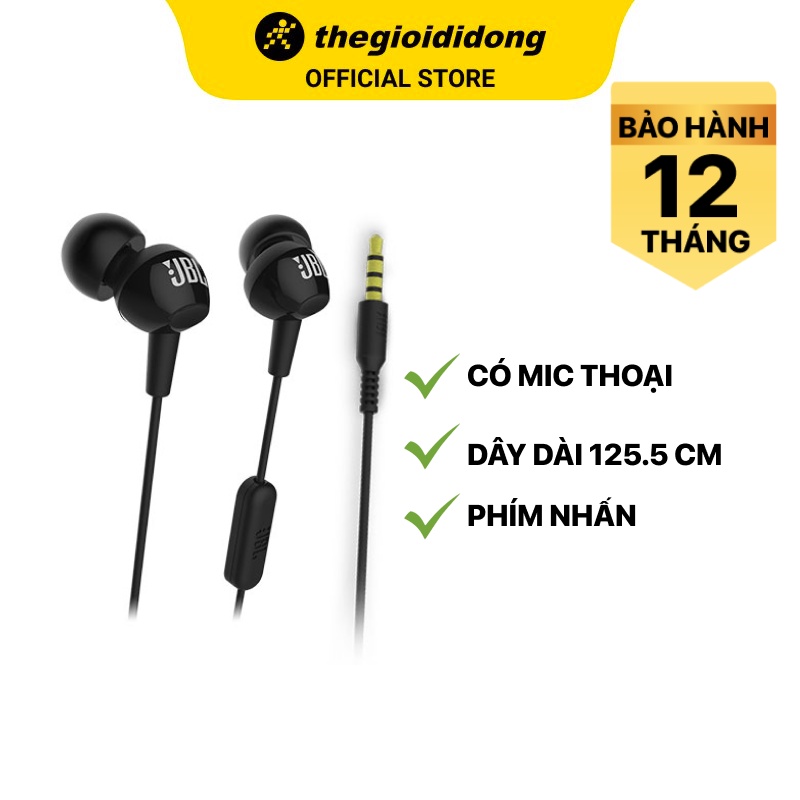 Tai nghe nhét tai EP JBL C150SIUBLK Đen - Chính hãng BH 12 tháng