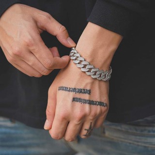 Lắc tay Cuban kiểu dáng đính đá Hiphop sang trọng