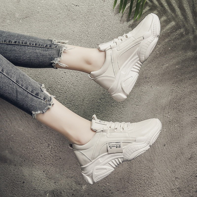 Giày thể thao nữ sneaker trắng độn đế thời trang giá rẻ freeship TT25