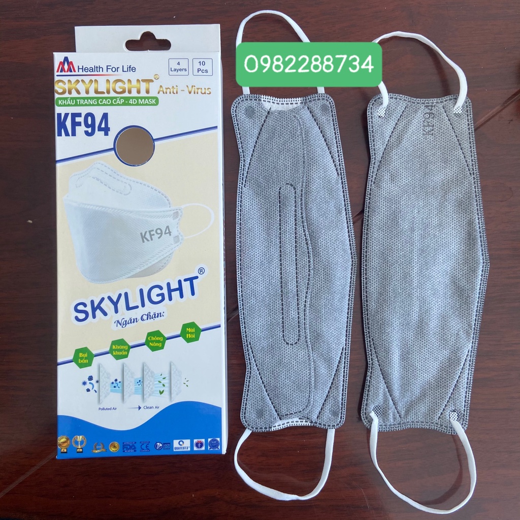 KHẨU TRANG KF94 LANDMASK 4D SKYLIGHT MÀU XÁM , GIẤY KHÁNG KHUẨN / HỘP 10 CÁI