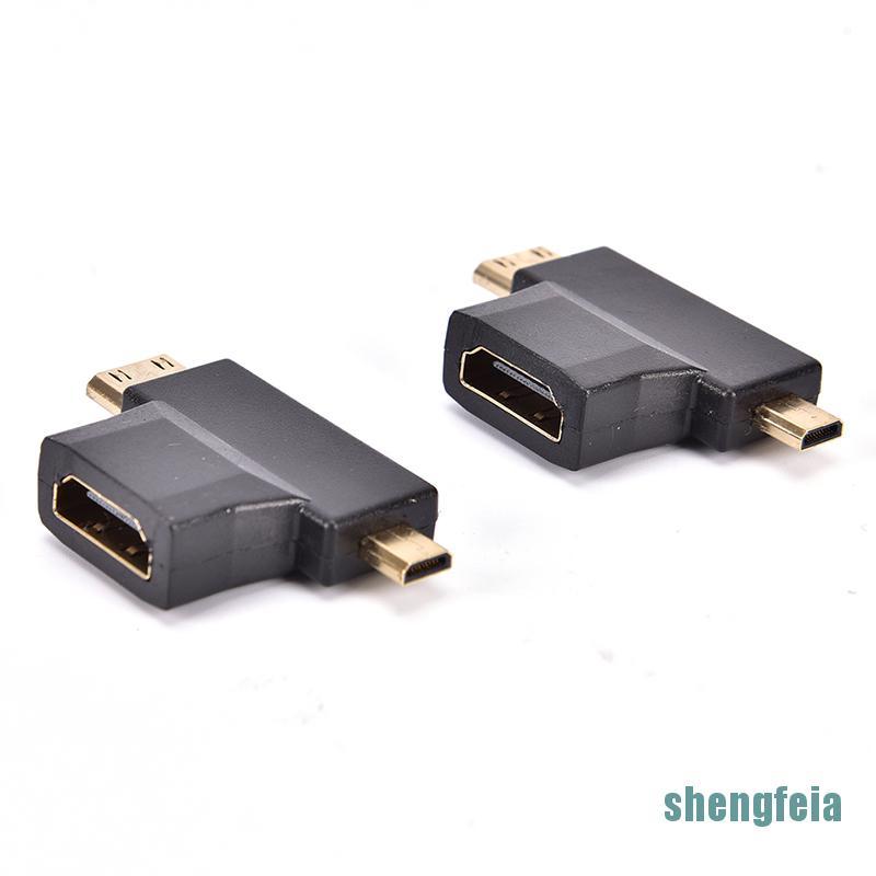 ❤Tuyệt đối❤ Set 2 đầu chuyển đổi HDMI Mini 2 trong 1 màu vàng