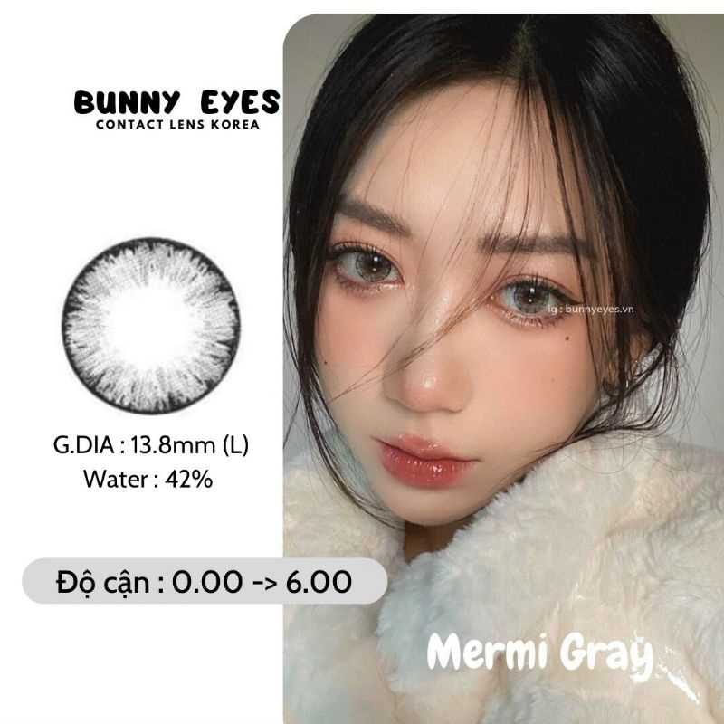 Lens Mắt Kính Áp Tròng BUNNY EYES - Mermi Xám Tây 14.5 Size L