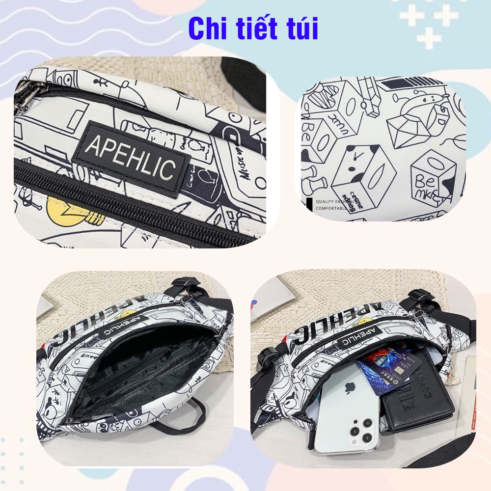 Túi Đeo Chéo Nam Nữ Unisex Túi Bao Tử Nam APEHLIC Vải Canvas Chống Nước Tuyệt Đối