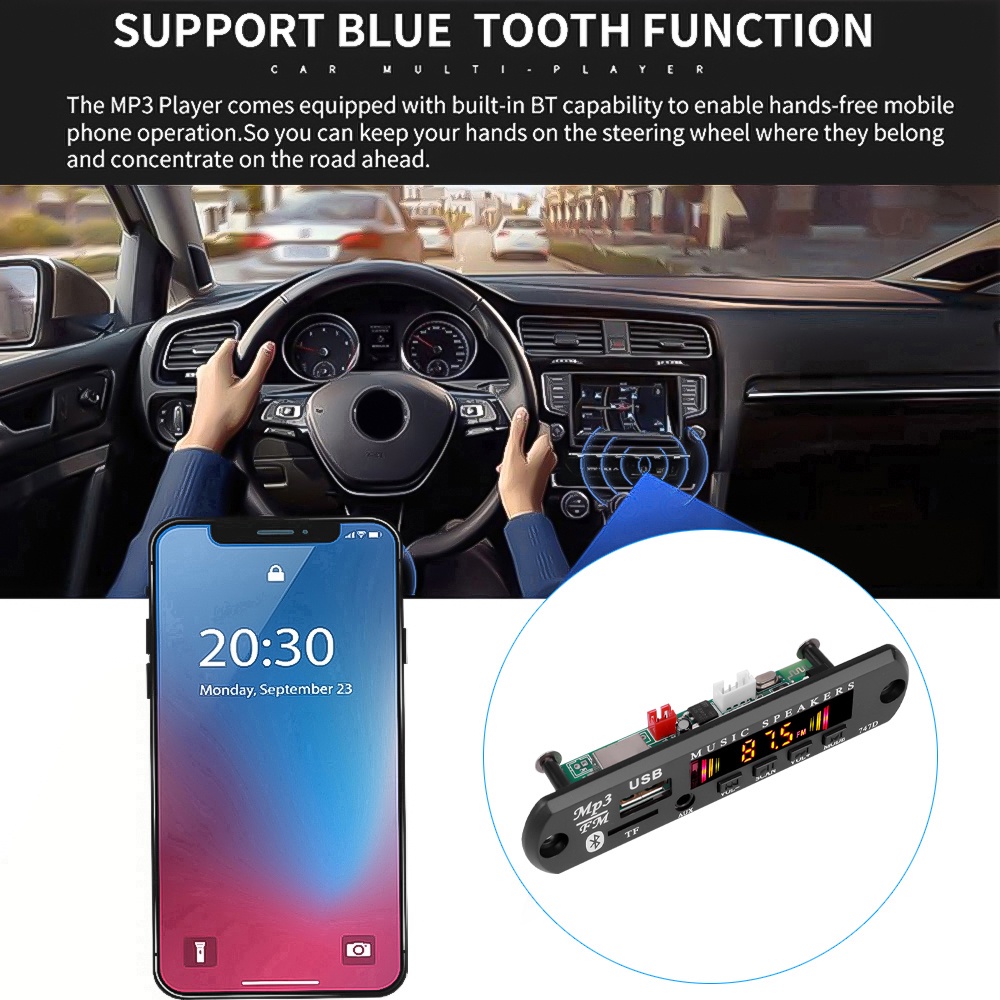 Bảng Mạch Giải Mã Phát MP3 9V-12V Kết Nối Bluetooth 5.0 Hỗ Trợ Đài FM Radio TF USB 3.5Mm Aux Cho iPhone XS