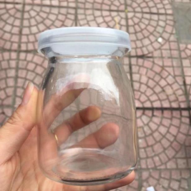 [Kho sỉ]  Combo 12 Hũ thuỷ tinh làm sữa chua,cốc làm caramen dáng thấp 100 mL và 200 ml