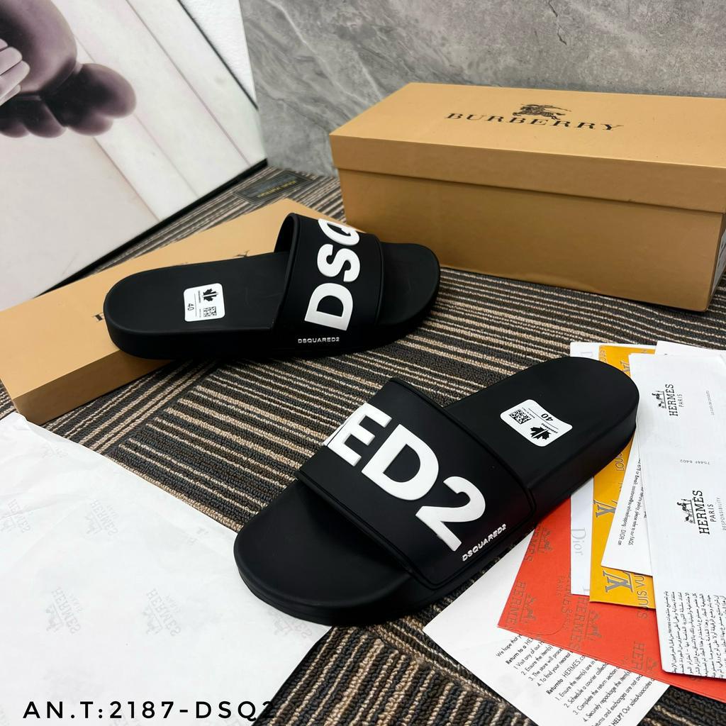 Dép Nam D.S.Q Quai Ngang Dập Chữ Logo Siêu Đẹp - Dép Quai Ngang DSQ Đế Chống Trơn Cao Cấp
