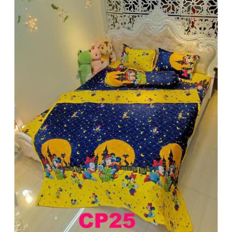 Ga Gối cao cấp giá gốc Set Chăn ga gối Cotton Poly 5 món siêu đẹp siêu bền CP56 chăn trần đẹp sắc nét Full 8 màu .2 .