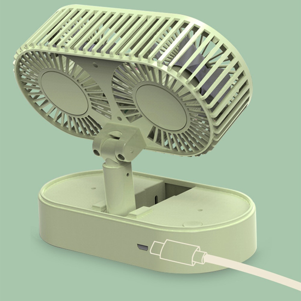 Quạt Làm Mát Mini Hai Đầu Xoay 3 Tốc Độ Sạc USB Yên Tĩnh