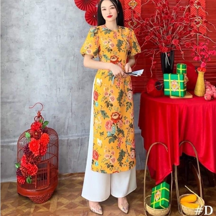 Áo dài ,Áo dài cách tân vải gấm shop hoa 5 màu cực đẹp mã A5