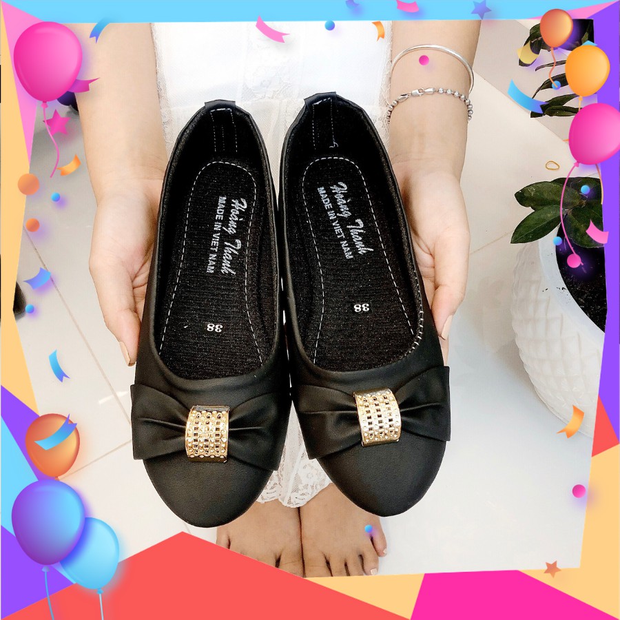 Giày Búp Bê Bít Mũi Big Size Giày Bệt Nữ Công Sở Mũi Nhọn Hoàng Thanh DN77