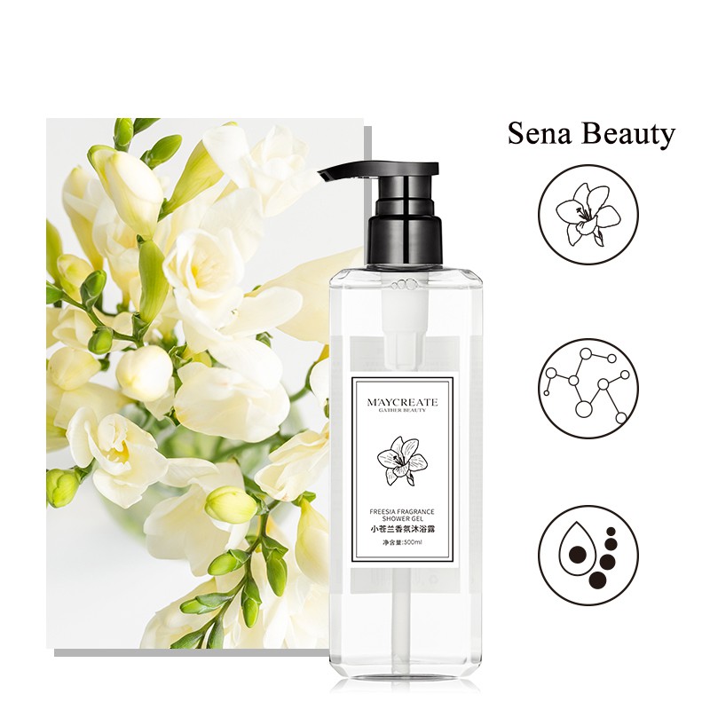 Một chai sữa tắm nước hoa Maycreate Freesia Fragrance Shower Gel 500ML Senabeauty