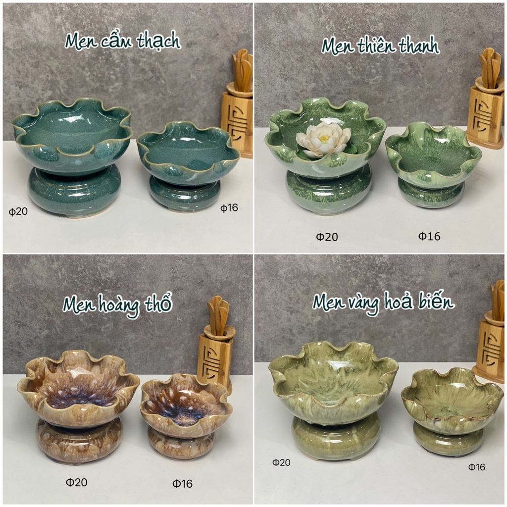 Bát sen thả hoa Minh đường tụ thuỷ ( 4 màu - 4 size 16- 20-24-30CM)