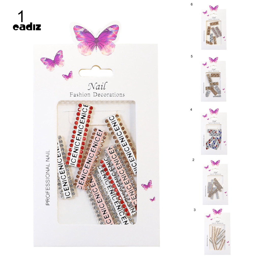 [Hàng mới về] Miếng dán móng tay họa tiết chữ đính kim cương giả lấp lánh mini lâu bền thời trang cho nữ