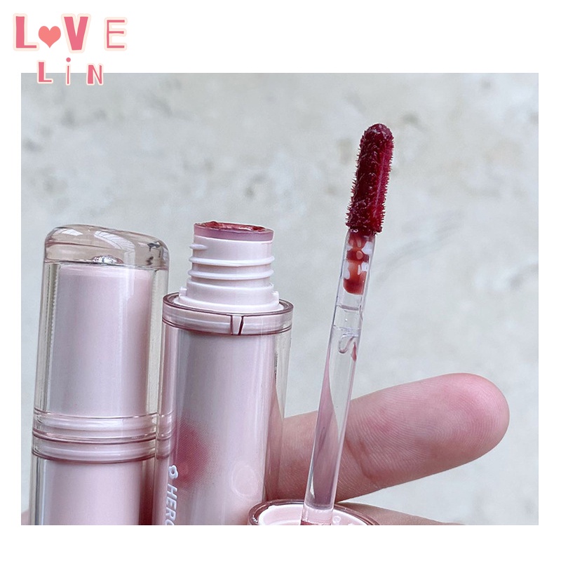 【Lovlein】 HERORANGE Cream Lip Gloss ~ Son bóng Tea Fruity không phai Dạng tuýp tròn trong suốt dành cho nữ
