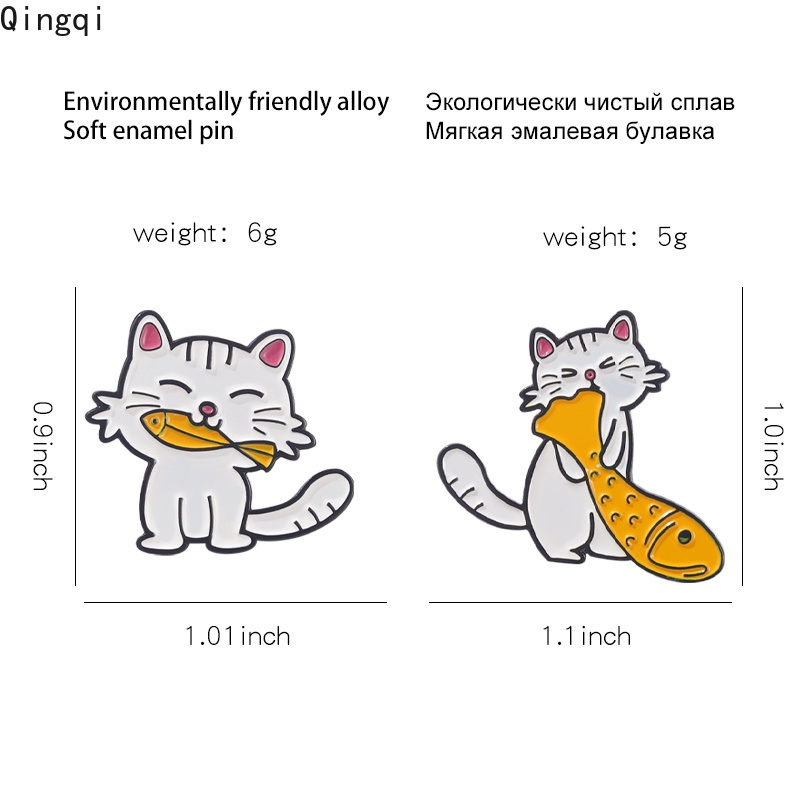 Ghim cài áo Miss Zoe hình chú mèo ăn cá dễ thương cho bé