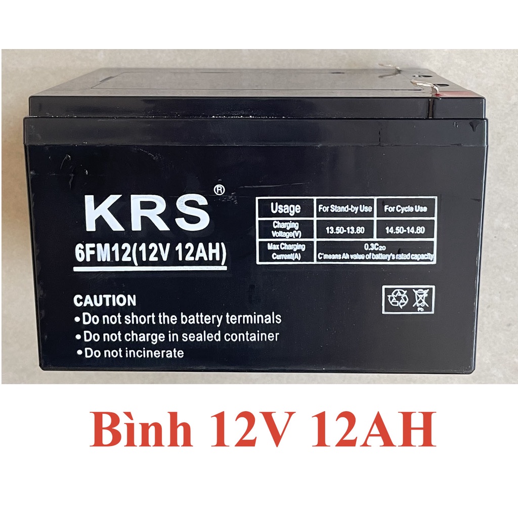 Bình ắc quy 12V12Ah, ắc quy 12V dùng cho loa kéo, xe máy, bảo hành 3 tháng