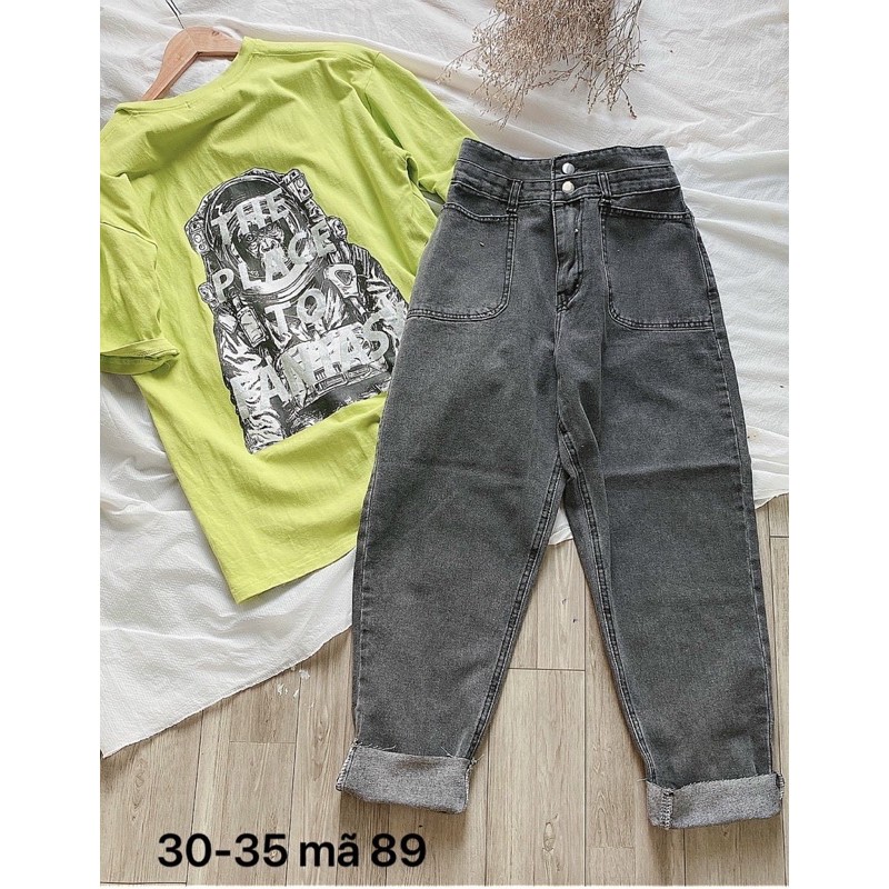 Quần baggy jean MS89 ✈️FREESHIP✈️ quần baggy jean nữ lưng cao size đại kiểu 2 túi trước từ 40kg đến 75kg Bigsize 2KJean