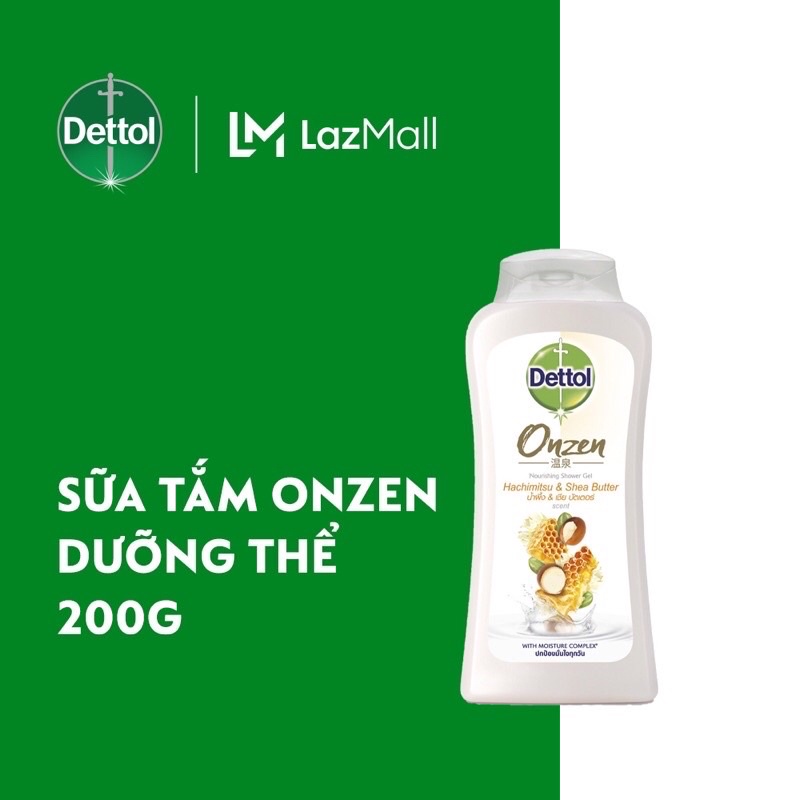 Sữa tắm Dettol Onzen mật ong kháng khuẩn và dưỡng thể chai 200g