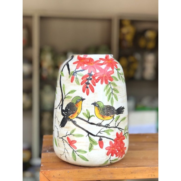 Lọ hoa vẽ tay Thủ công cao 20- 25cm gốm Bát Tràng