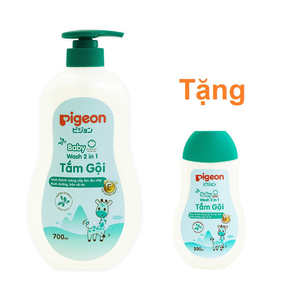 Sữa tắm gội Pigeon 2 trong 1 700ml, tặng chai 200ml