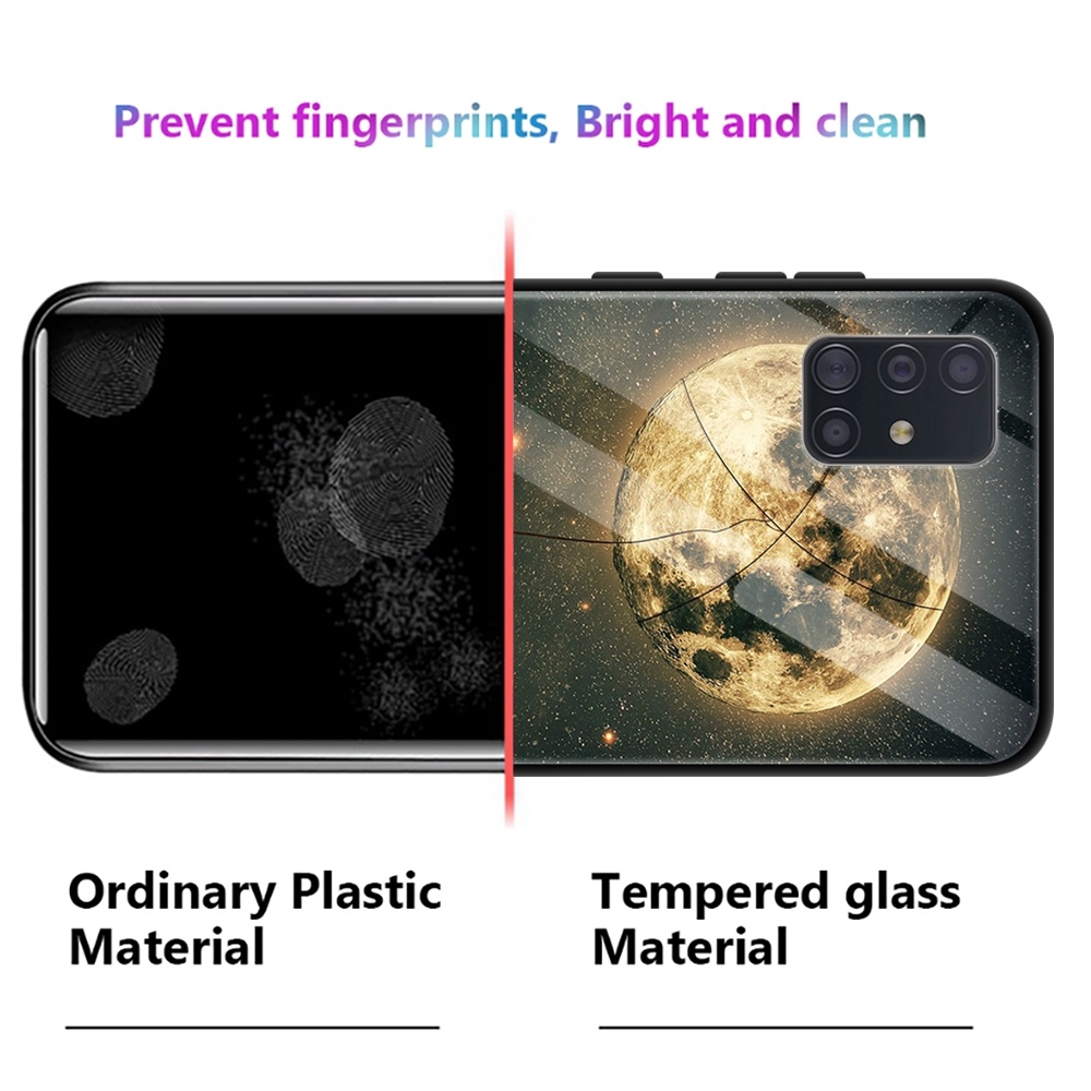 Ốp điện thoại từ silicon mặt kính cường lực in hình lá/trái tim cho Samsung Galaxy A71 A51 A20 A30 A10 Note 10 Pro Plus