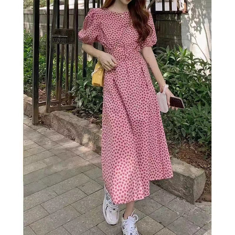 Đầm PERTY tay phồng họa tiết chấm bi thời trang mùa hè Hàn Quốc cho nữ