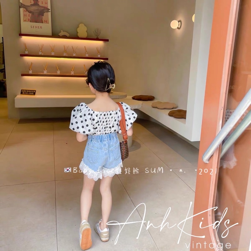 Xả Set áo bi quần sooc jean bé gái