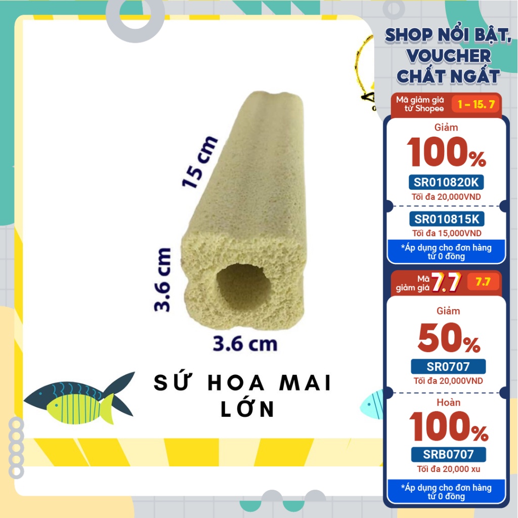 Combo 10 Thanh sứ lọc hoa mai vàng cỡ lớn - vật liệu lọc hồ cá cảnh