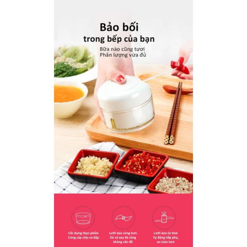 🥕🥦 Máy xay tỏi ớt cầm tay mini đa năng thông minh, ớt tiêu, hành, thịt trong nhà bếp