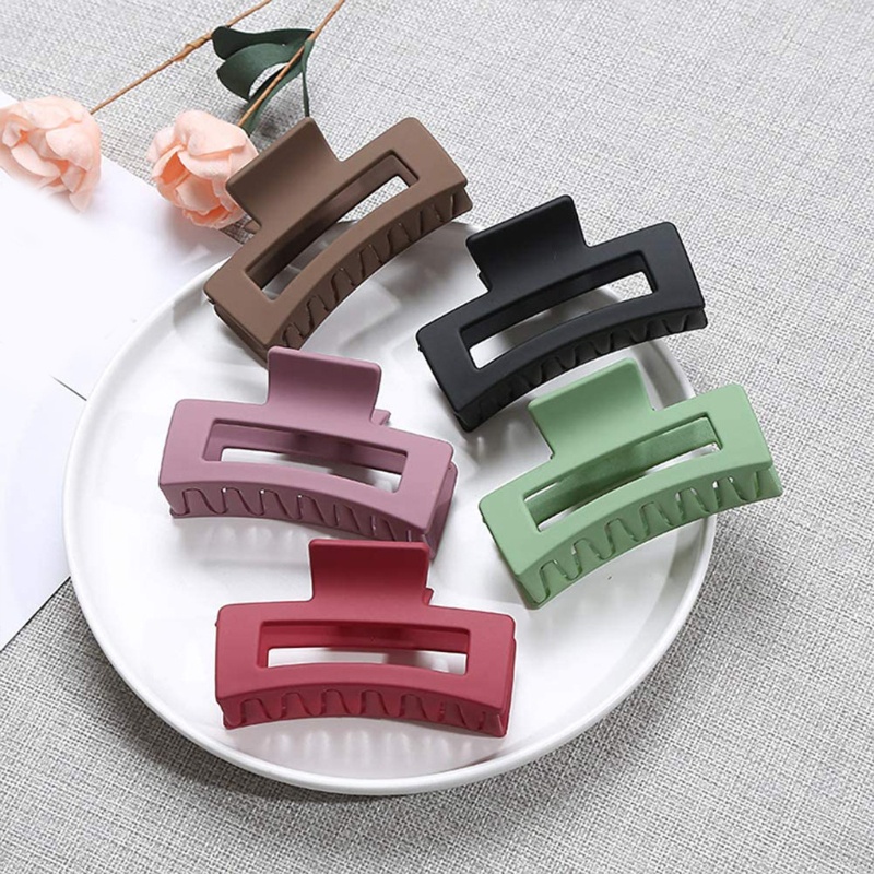 Set 5 Kẹp Tóc Càng Cua Màu Nhám Đơn Giản Chống Trượt