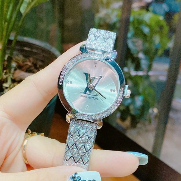 Đồng hồ nữ LV viền đá, mặt trơn sáng, hàng full box, thẻ bảo hành 12 tháng -Donghp.lv | BigBuy360 - bigbuy360.vn